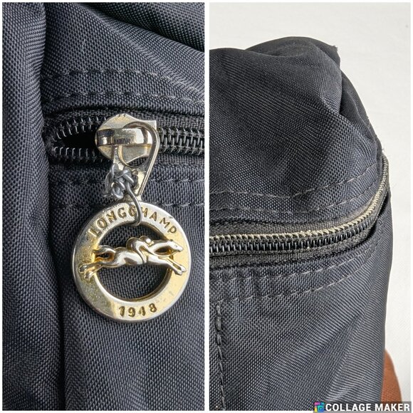 Longchamp Le Pliage Tote Bag Black Nylon Foldable Backpack - Picture 10 of 16